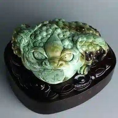 玉说 国风金蟾摆饰绿白酱紫三足蟾蜍 独山玉 摆件 男女同款情侣款