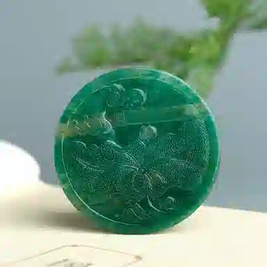 玉说 国风凤牌把饰天蓝料圆牌子 独山玉 把件摆件 男女同款情侣款