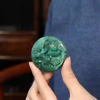 玉说 国风凤牌把饰天蓝料圆牌子 独山玉 把件摆件 男女同款情侣款