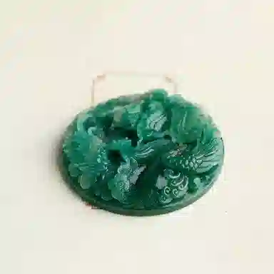 玉说 国风凤牌把饰天蓝料圆牌子 独山玉 把件摆件 男女同款情侣款