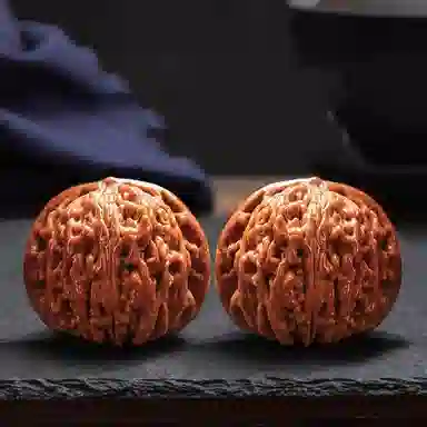 凯真 新中式国潮把玩件四座楼狮子头官帽苹果圆  盘玩手持爆肉密实 文玩核桃 把件 男女同款情侣款 节日礼盒装送人