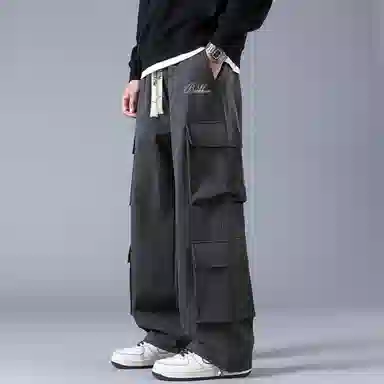 大卫贝肯 美式复古字母刺绣抽绳简约宽松机能风直筒户外通勤多口袋工装裤 男女同款