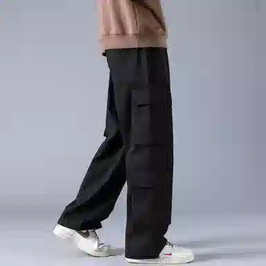 大卫贝肯 美式复古字母刺绣抽绳简约宽松机能风直筒户外通勤多口袋工装裤 男女同款