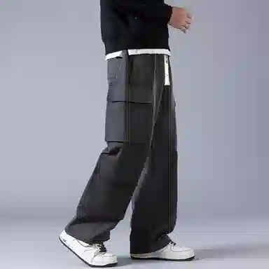 大卫贝肯 美式复古字母刺绣抽绳简约宽松机能风直筒户外通勤多口袋工装裤 男女同款