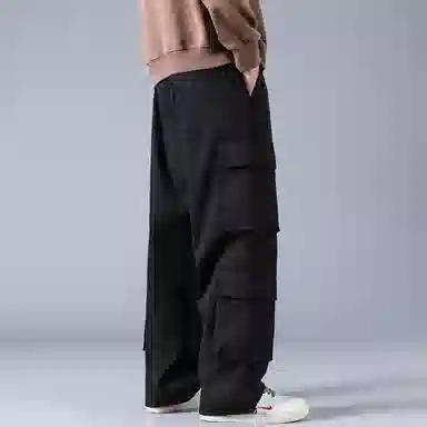 大卫贝肯 美式复古字母刺绣抽绳简约宽松机能风直筒户外通勤多口袋工装裤 男女同款