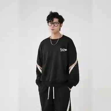 啄木鸟 美式复古宽松圆领长袖卫衣 男女同款 白色