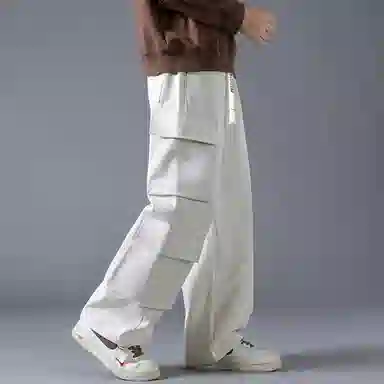 大卫贝肯 美式复古字母刺绣抽绳简约宽松机能风直筒户外通勤多口袋工装裤 男女同款