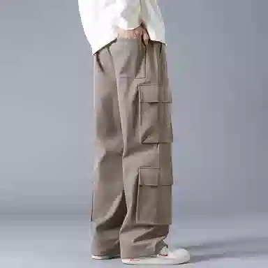 大卫贝肯 美式复古字母刺绣抽绳简约宽松机能风直筒户外通勤多口袋工装裤 男女同款