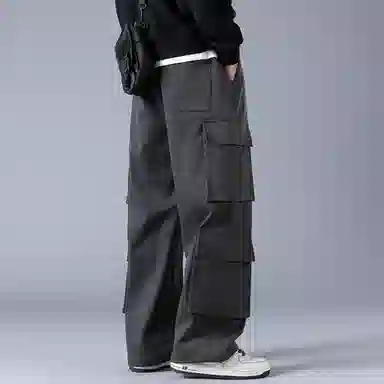 大卫贝肯 美式复古字母刺绣抽绳简约宽松机能风直筒户外通勤多口袋工装裤 男女同款