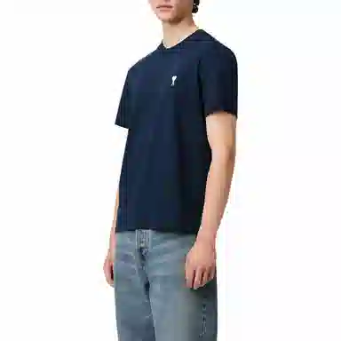 AMIPARIS Solid Crew Neck T-Shirt Blue