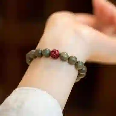 九华山 新中式莲花楼文玩盘玩佛珠 绿檀 手串 男女同款情侣款