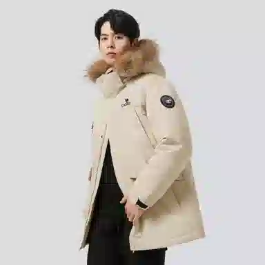 CAMEL Mid-Length Down Jacket