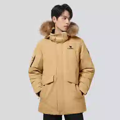 CAMEL Mid-Length Down Jacket