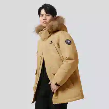 CAMEL Mid-Length Down Jacket