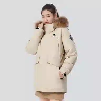 CAMEL Mid-Length Down Jacket