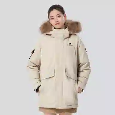 CAMEL Mid-Length Down Jacket