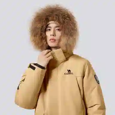 CAMEL Mid-Length Down Jacket