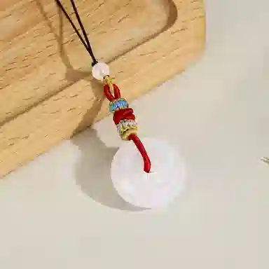 梦金园 平安扣汽车项坠挂件 复古中式国潮设计车载车饰品 玉髓 吊坠 男女同款情侣款