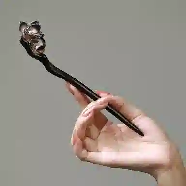 凤凰涅磐 寄秋思黑檀木新中式发簪小众复古木簪国风琉璃昙花古风花朵发簪子 黑檀木 发簪 女款 黑檀