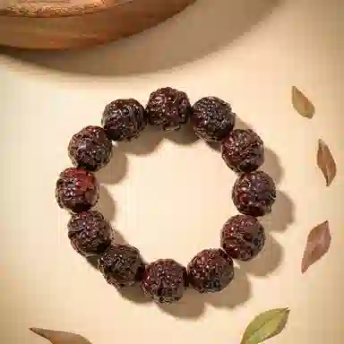 三檀小舍 财源滚滚诸事顺利 六字箴言转运珠十二生肖本命年蛇小叶佛珠文玩盘玩小众百搭礼盒 紫檀属 木作手串 男女同款情侣款