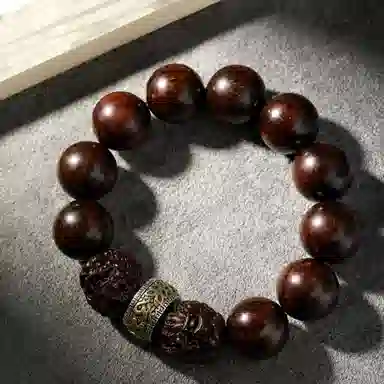 三檀小舍 财源滚滚诸事顺利 六字箴言转运珠十二生肖本命年蛇小叶佛珠文玩盘玩小众百搭礼盒 紫檀属 木作手串 男女同款情侣款