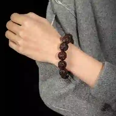 三檀小舍 财源滚滚诸事顺利 六字箴言转运珠十二生肖本命年蛇小叶佛珠文玩盘玩小众百搭礼盒 紫檀属 木作手串 男女同款情侣款