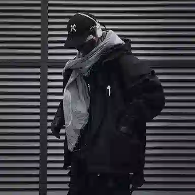 吉业重工 废土风下摆磨破假两件连帽宽松长袖夹克外套 男女同款