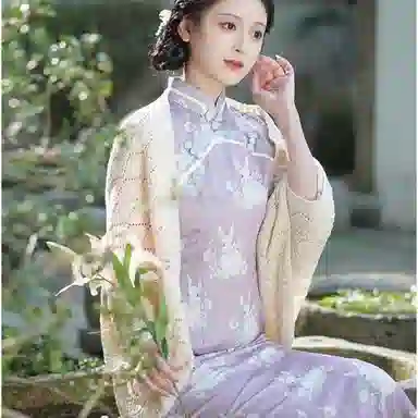 北极绒 复古中式外搭春秋季镂空时尚简约文艺优雅气质针织开衫外搭 披肩 女款