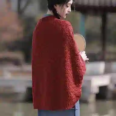 北极绒 复古中式外搭春秋季镂空时尚简约文艺优雅气质针织开衫外搭 披肩 女款