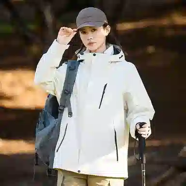 木林森 户外防风防雨防泼水可拆卸帽拼接拼色登山服夹克外套 男女同款