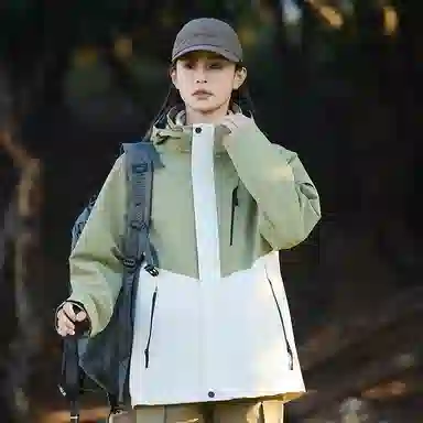 木林森 户外防风防雨防泼水可拆卸帽拼接拼色登山服夹克外套 男女同款