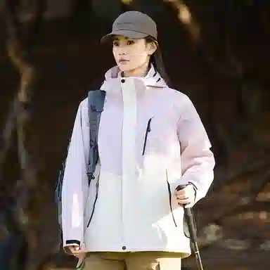 木林森 户外防风防雨防泼水可拆卸帽拼接拼色登山服夹克外套 男女同款