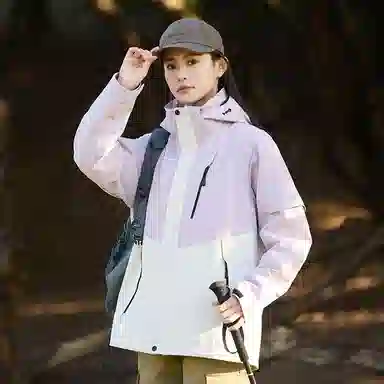 木林森 户外防风防雨防泼水可拆卸帽拼接拼色登山服夹克外套 男女同款