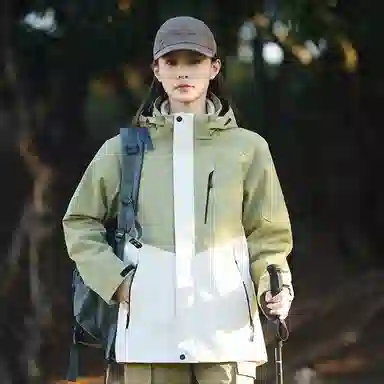 木林森 户外防风防雨防泼水可拆卸帽拼接拼色登山服夹克外套 男女同款