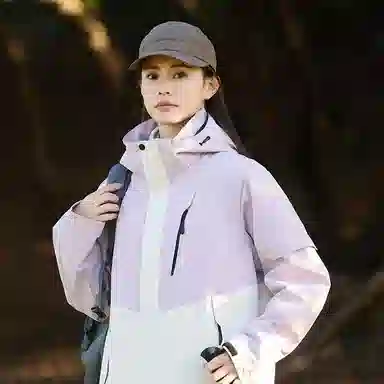 木林森 户外防风防雨防泼水可拆卸帽拼接拼色登山服夹克外套 男女同款