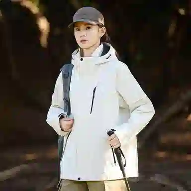 木林森 户外防风防雨防泼水可拆卸帽拼接拼色登山服夹克外套 男女同款