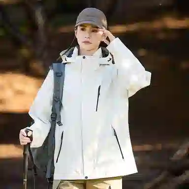 木林森 户外防风防雨防泼水可拆卸帽拼接拼色登山服夹克外套 男女同款