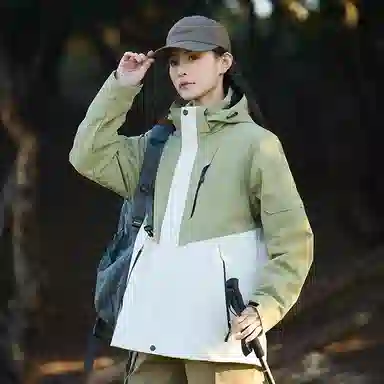 木林森 户外防风防雨防泼水可拆卸帽拼接拼色登山服夹克外套 男女同款