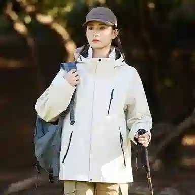 木林森 户外防风防雨防泼水可拆卸帽拼接拼色登山服夹克外套 男女同款