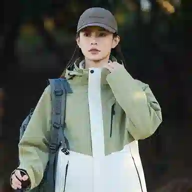 木林森 户外防风防雨防泼水可拆卸帽拼接拼色登山服夹克外套 男女同款