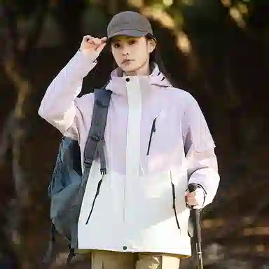 木林森 户外防风防雨防泼水可拆卸帽拼接拼色登山服夹克外套 男女同款