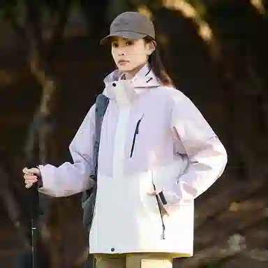 木林森 户外防风防雨防泼水可拆卸帽拼接拼色登山服夹克外套 男女同款