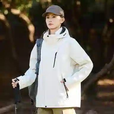 木林森 户外防风防雨防泼水可拆卸帽拼接拼色登山服夹克外套 男女同款