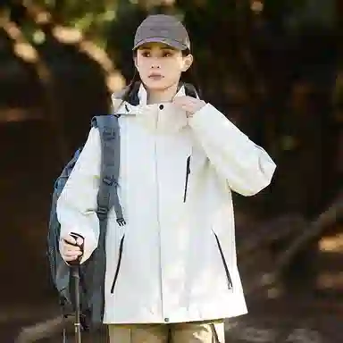木林森 户外防风防雨防泼水可拆卸帽拼接拼色登山服夹克外套 男女同款