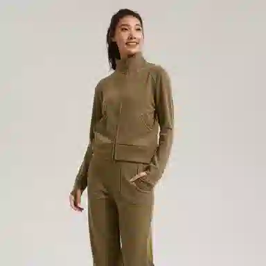 LUX ET VITA Zip-Up Breathable Sweatshirt Brown