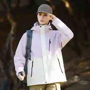木林森 户外防风防雨防泼水可拆卸帽拼接拼色登山服夹克外套 男女同款