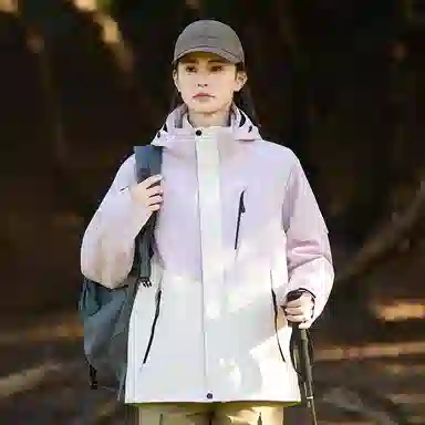 木林森 户外防风防雨防泼水可拆卸帽拼接拼色登山服夹克外套 男女同款