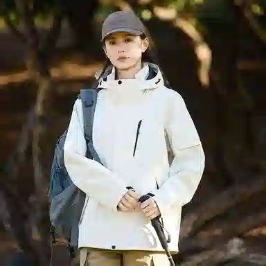 木林森 户外防风防雨防泼水可拆卸帽拼接拼色登山服夹克外套 男女同款