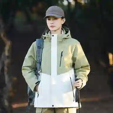 木林森 户外防风防雨防泼水可拆卸帽拼接拼色登山服夹克外套 男女同款