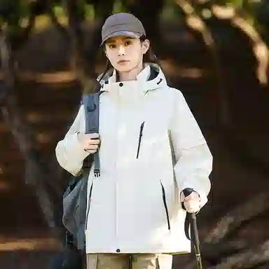 木林森 户外防风防雨防泼水可拆卸帽拼接拼色登山服夹克外套 男女同款